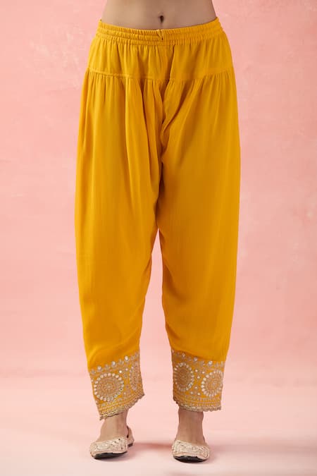 Buy Samyukta Singhania Yellow Georgette, Organza Sequins, Embroidery Round Neck Floral Anarkali Set Online at Aza Fashions Buy_Samyukta Singhania_Yellow Georgette, Organza Sequins, Embroidery Round Neck Floral Anarkali Set _Online_at_Aza_Fashions