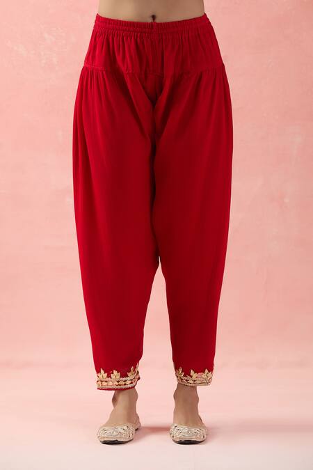 Shop Samyukta Singhania Red Georgette, Organza Sequins, Embroidery, Gota Patti Floral Anarkali Set Online at Aza Fashions Shop_Samyukta Singhania_Red Georgette, Organza Sequins, Embroidery, Gota Patti Floral Anarkali Set_Online_at_Aza_Fashions