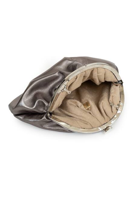 Shop SG Collection By Sonia Gulrajani Gray Gunmetal Grey Handcrafted Clutch Bag at Aza Fashions Shop_SG Collection By Sonia Gulrajani_Gray Gunmetal Grey Handcrafted Clutch Bag_at_Aza_Fashions