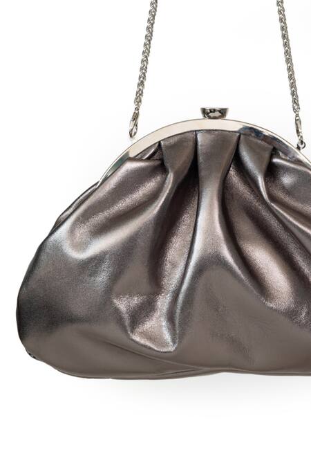 SG Collection By Sonia Gulrajani Gray Gunmetal Grey Handcrafted Clutch Bag Online at Aza Fashions SG Collection By Sonia Gulrajani_Gray Gunmetal Grey Handcrafted Clutch Bag_Online_at_Aza_Fashions