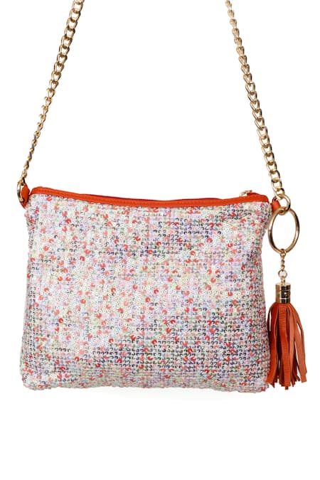 SG Collection By Sonia Gulrajani Orange Tweed Sling Bag 