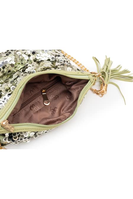 Buy_SG Collection By Sonia Gulrajani_Green Sequins Sling Bag _Online_at_Aza_Fashions