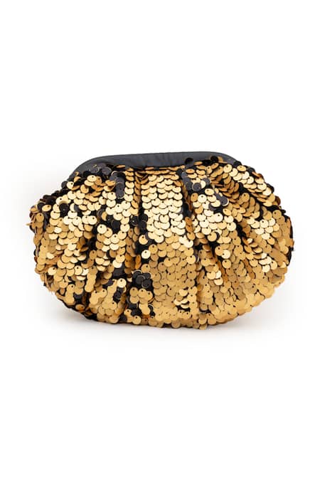 Buy_SG Collection By Sonia Gulrajani_Black Sequins Gold And Reversible Clutch Bag _Online_at_Aza_Fashions