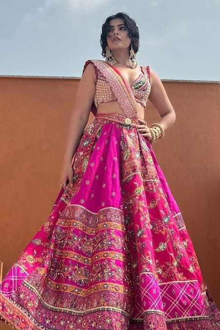 Aditi Gupta Paisley Zardosi Embroidered Bridal Lehenga Set 