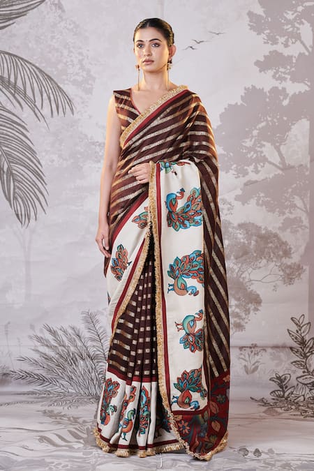 AAMRA BY LAVANYA Hand Painted Kalamkari Saree Set 