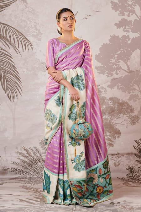 AAMRA BY LAVANYA Kalamkari Peacock Motif Saree Set 