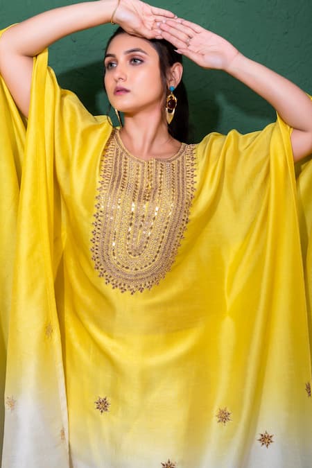 Namrataa Nopany Ombre Gota Embroidered Kaftan Set 