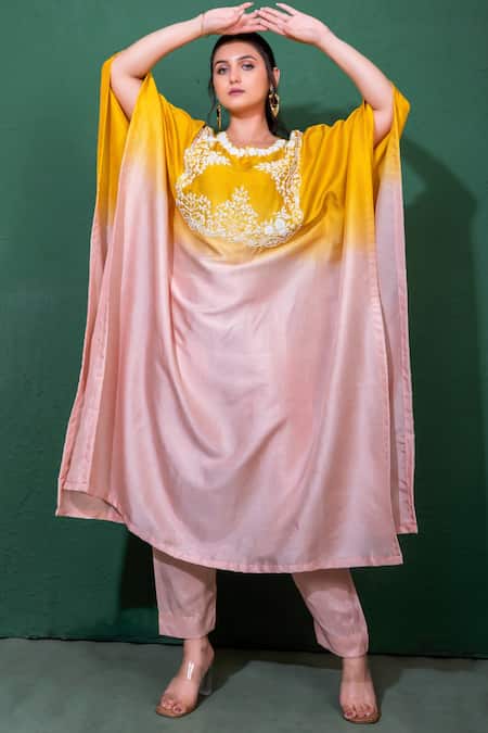 Namrataa Nopany Ombre Beaded Floral Kaftan Set 