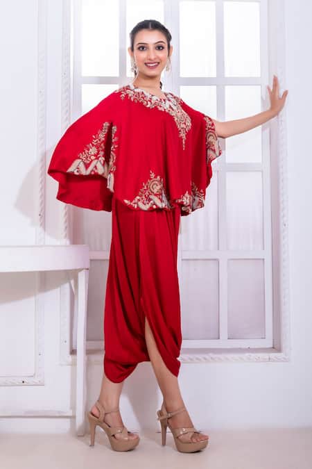 Namrataa Nopany Embroidered Poncho & Dhoti Pant Set 