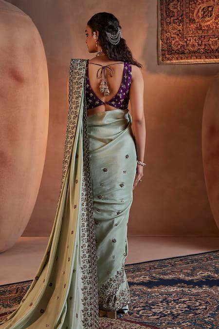 Manvi Kapoor Floral Embroidered Silk Saree Set 