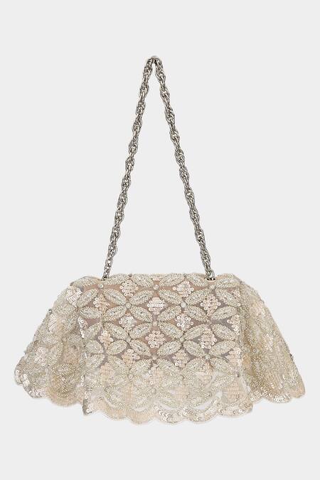 Buy_Aanchal Sayal_Silver Cutdana Sequin Embellished Bag_Online_at_Aza_Fashions