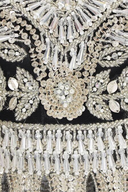 Aanchal Sayal Black Cutdana Silver Sequin Embellished Handbag Online at Aza Fashions Aanchal Sayal_Black Cutdana Silver Sequin Embellished Handbag_Online_at_Aza_Fashions