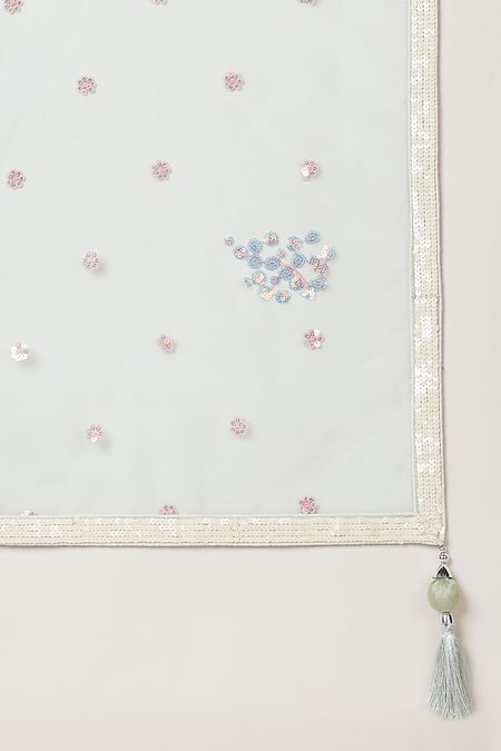 Samyukta Singhania Blue Net, Linen Sequins, Cut Work, Embroidery Floral Lehenga Set Online at Aza Fashions Samyukta Singhania_Blue Net, Linen Sequins, Cut Work, Embroidery Floral Lehenga Set _Online_at_Aza_Fashions