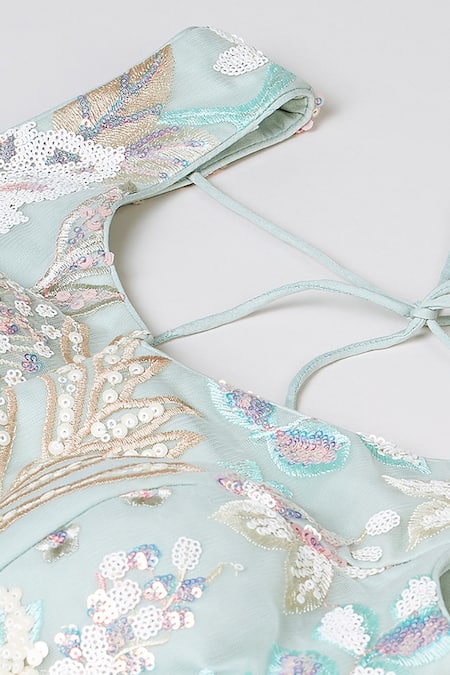 Buy Samyukta Singhania Blue Net, Linen Sequins, Cut Work, Embroidery Floral Lehenga Set Online at Aza Fashions Buy_Samyukta Singhania_Blue Net, Linen Sequins, Cut Work, Embroidery Floral Lehenga Set _Online_at_Aza_Fashions