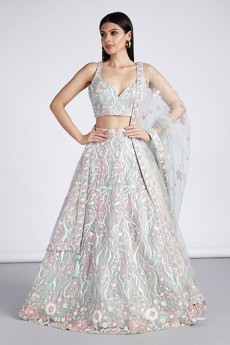 Samyukta Singhania Floral Vine Embroidered Lehenga Set 