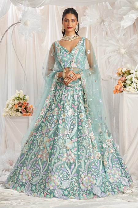 Samyukta Singhania Floral Sequin Embroidered Lehenga Set 