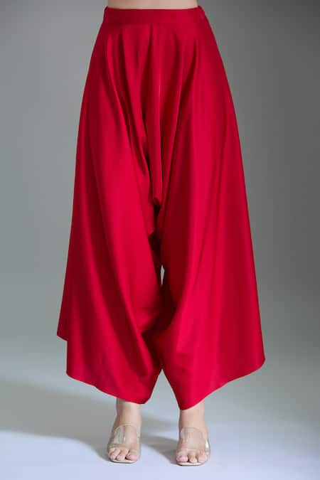 Shop_Prisho_Red Organza Embroidery, Beads V-neck Floral Vine Cape And Kurta Set 