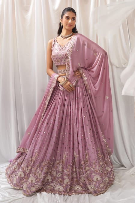 Samyukta Singhania Zari Floral Vine Embroidered Lehenga Set 