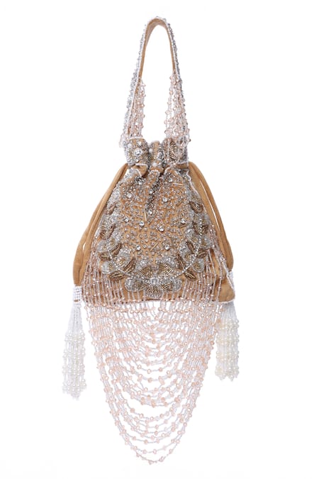 Tasna Gold Beaded Tassel Potli 