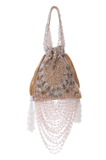 Buy_Tasna_Gold Beads, Tassels Beaded Potli _Online_at_Aza_Fashions