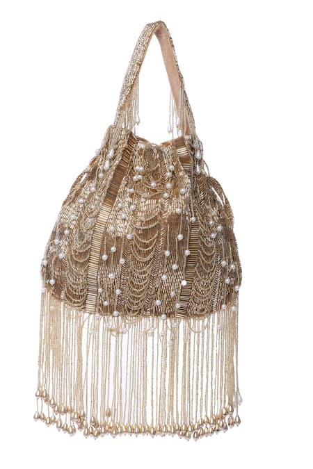 Tasna Tassel Pearl Embellished Potli Bag 