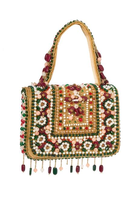 Tasna Multi Color Floral Embellished Handbag 