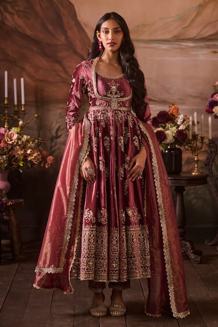 Buy Lashkaraa Pink Net, Velvet, Brocade Sequins, Zari, Embroidery Mughal Bahar Anarkali Set Online at Aza Fashions Buy_Lashkaraa_Pink Net, Velvet, Brocade Sequins, Zari, Embroidery Mughal Bahar Anarkali Set _Online_at_Aza_Fashions