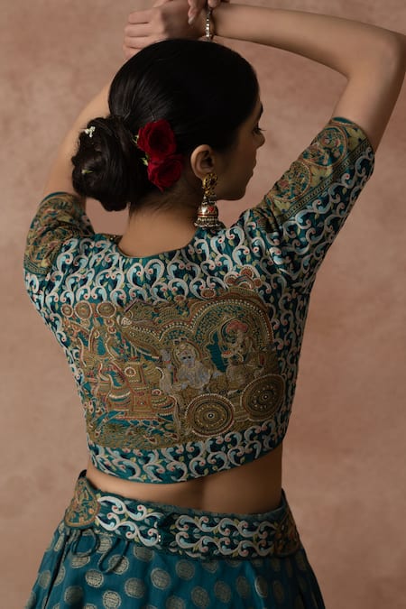 Neelu And Manvi Floral Embroidered Chanderi Silk Lehenga Set 