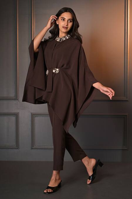 Neelu And Manvi Brown Modal Embroidery Bandeau Neck Floral Vine Top And Pant Set Online at Aza Fashions Neelu And Manvi_Brown Modal Embroidery Bandeau Neck Floral Vine Top And Pant Set _Online_at_Aza_Fashions