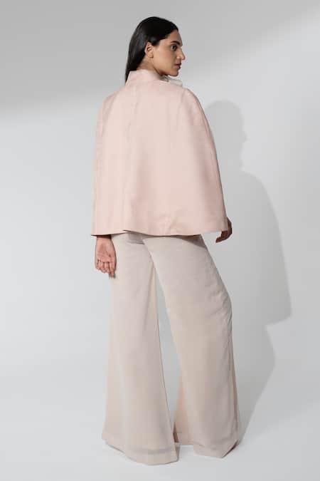 Neelu And Manvi Embroidered Organza Cape & Flared Pant Set 