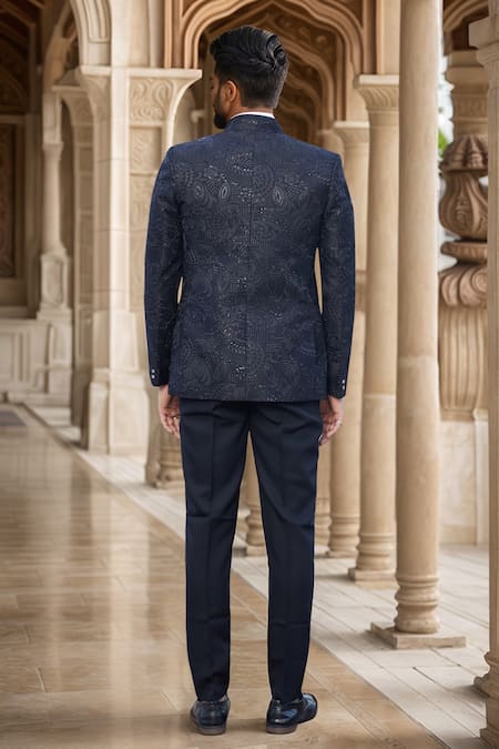 Shop_Arihant Rai Sinha_Black Silk, Faux Leather Sequins, Embroidery Jodhpuri _at_Aza_Fashions