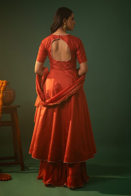 Neelu And Manvi Floral Hand Embroidered Anarkali Sharara Set 