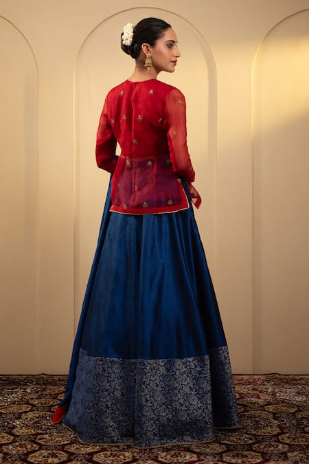 Neelu And Manvi Floral Brocade Panel Lehenga Set 