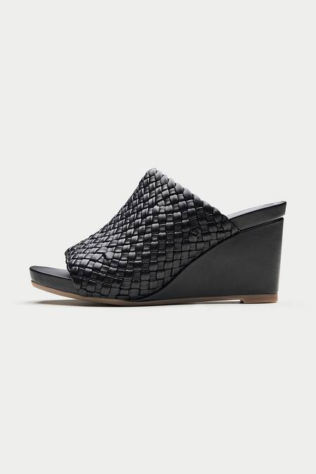 Oroh Black Woven Strap Wedges Online at Aza Fashions Oroh_Black Woven Strap Wedges _Online_at_Aza_Fashions