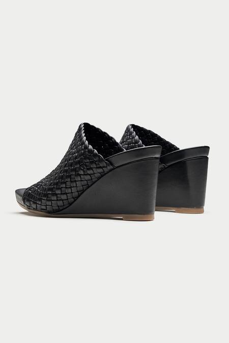 Oroh Black Woven Strap Wedges at Aza Fashions Oroh_Black Woven Strap Wedges _at_Aza_Fashions