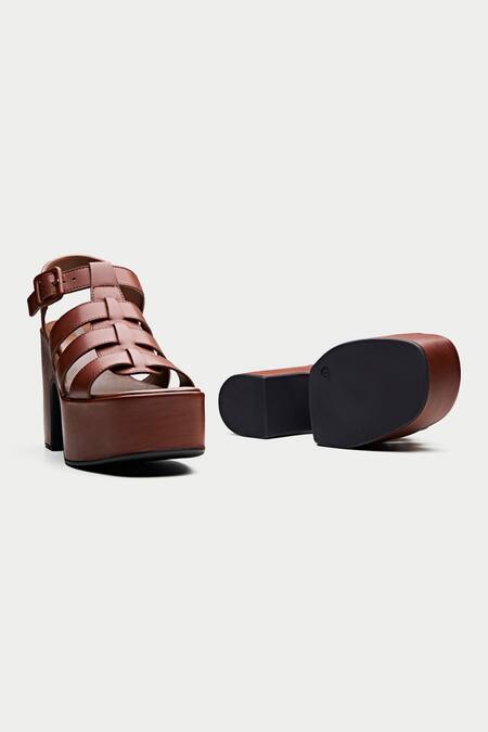 Oroh Brown Woven Gladiator Platform Sandals Online at Aza Fashions Oroh_Brown Woven Gladiator Platform Sandals _Online_at_Aza_Fashions