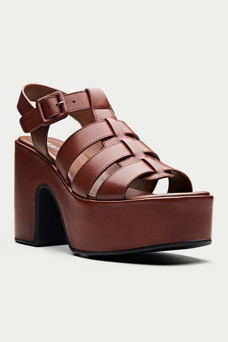 Oroh Brown Woven Gladiator Platform Sandals at Aza Fashions Oroh_Brown Woven Gladiator Platform Sandals _at_Aza_Fashions