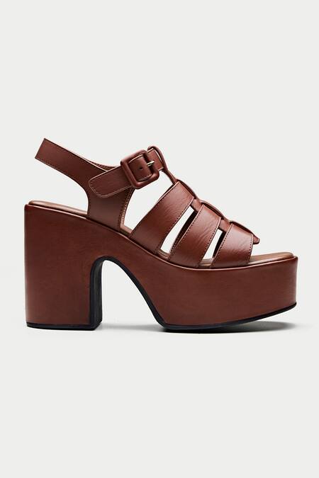 Buy Oroh Brown Woven Gladiator Platform Sandals Buy_Oroh_Brown Woven Gladiator Platform Sandals