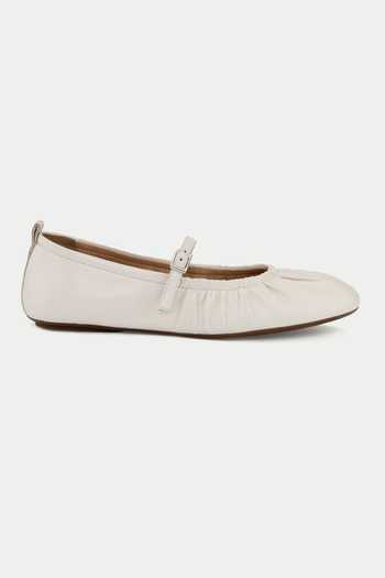 Oroh White Genuine Leather Buckled Ballerina Flats Online at Aza Fashions Oroh_White Genuine Leather Buckled Ballerina Flats _Online_at_Aza_Fashions