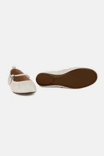 Buy Oroh White Genuine Leather Buckled Ballerina Flats Buy_Oroh_White Genuine Leather Buckled Ballerina Flats