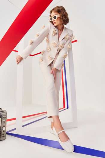 Shop Oroh White Genuine Leather Buckled Ballerina Flats Shop_Oroh_White Genuine Leather Buckled Ballerina Flats