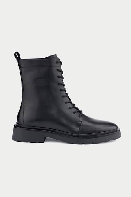 Oroh_Black Lace Up Ankle Boots _Online_at_Aza_Fashions