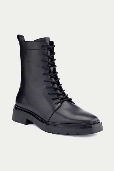 Buy_Oroh_Black Lace Up Ankle Boots _Online_at_Aza_Fashions