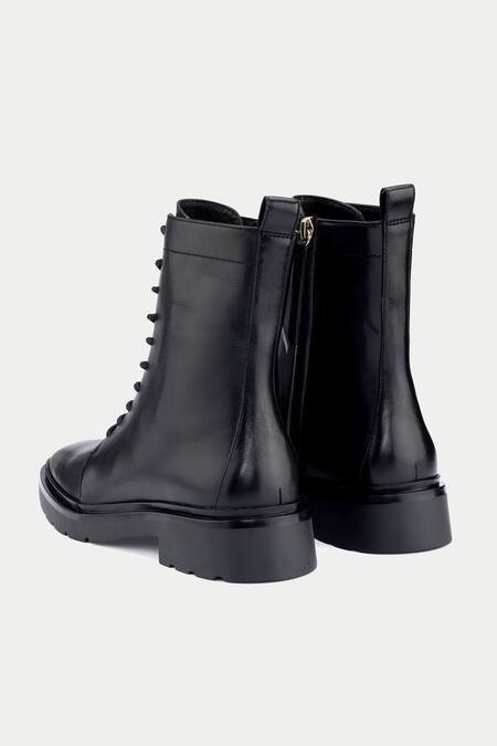 Shop_Oroh_Black Lace Up Ankle Boots _Online_at_Aza_Fashions