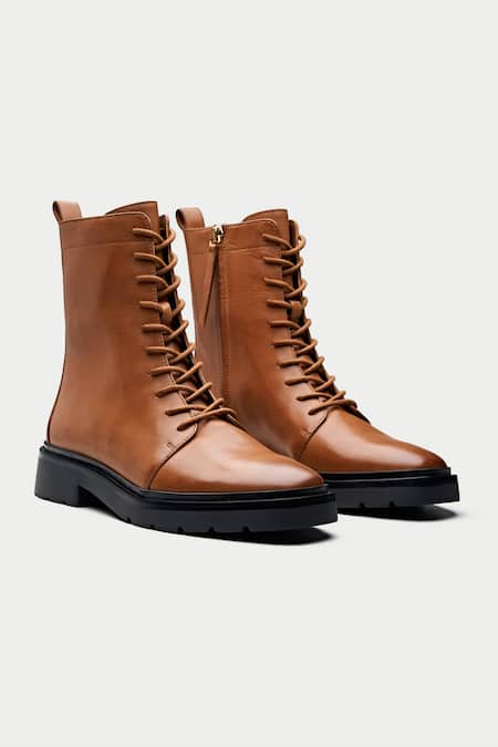 Oroh Brown Tan Lace Up Ankle Boots 