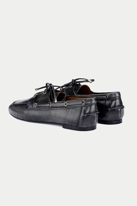Shop_Oroh_Gray Grey Designer Leather Loafers _Online_at_Aza_Fashions