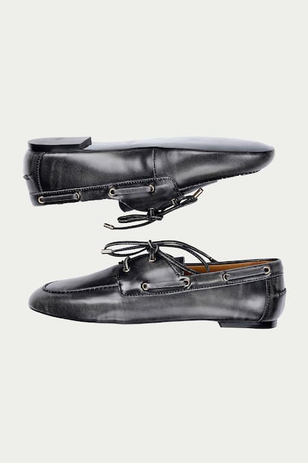 Buy_Oroh_Gray Grey Designer Leather Loafers 