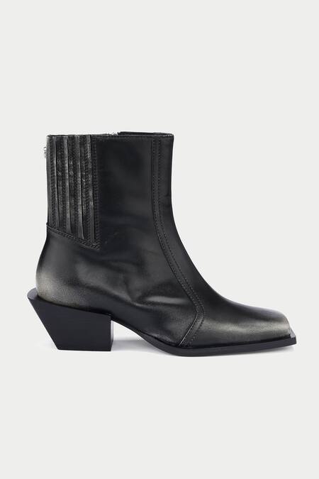 Oroh Black Grey And Pointed Toe Ankle Boots Online at Aza Fashions Oroh_Black Grey And Pointed Toe Ankle Boots _Online_at_Aza_Fashions
