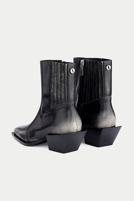 Shop Oroh Black Grey And Pointed Toe Ankle Boots Online at Aza Fashions Shop_Oroh_Black Grey And Pointed Toe Ankle Boots _Online_at_Aza_Fashions