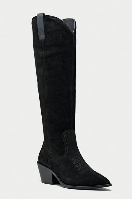 Buy_Oroh_Black Suede Knee High Boots _Online_at_Aza_Fashions